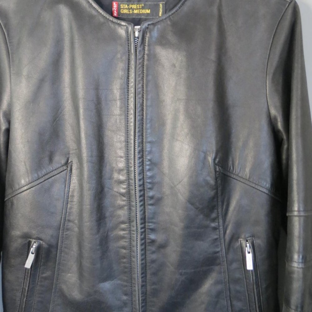 LEVI'S - VINTAGE - 1990'S STA-PREST LEATHER JACKET - SIZE MED - Picture 10 of 13